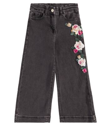Jeans a gamba larga con applicazioni | Monnalisa