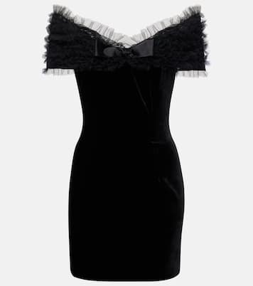 Off-shoulder velvet and tulle minidress | Alessandra Rich