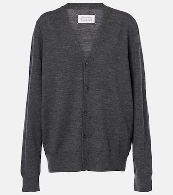 Leather-trimmed wool cardigan | Maison Margiela