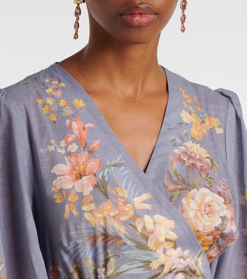 Robe portefeuille Tallow en coton à fleurs | Zimmermann
