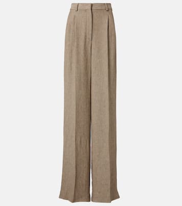 Pantaloni a gamba larga Nyack in crêpe chevron di lino | Loro Piana