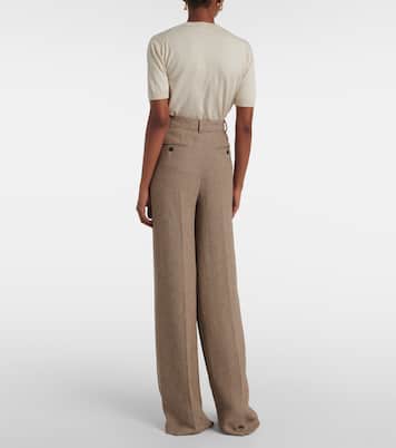 Pantaloni a gamba larga Nyack in crêpe chevron di lino | Loro Piana