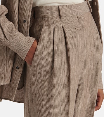 Pantaloni a gamba larga Nyack in crêpe chevron di lino | Loro Piana