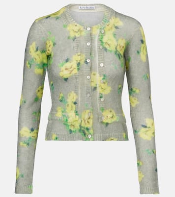 Cardigan in misto mohair con stampa floreale | Acne Studios