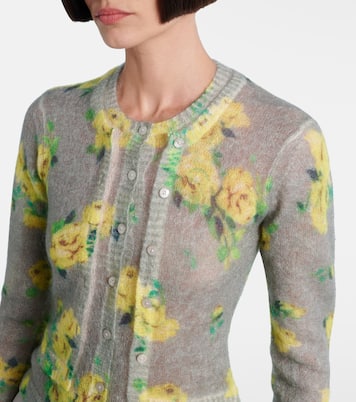 Cardigan in misto mohair con stampa floreale | Acne Studios