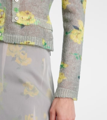 Cardigan in misto mohair con stampa floreale | Acne Studios