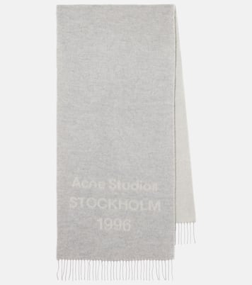 Fringed logo wool jacquard scarf | Acne Studios