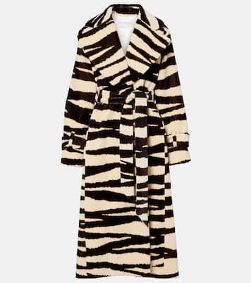 Zebra-print cotton velvet wrap coat | Nina Ricci