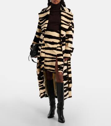 Zebra-print cotton velvet wrap coat | Nina Ricci