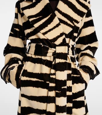 Zebra-print cotton velvet wrap coat | Nina Ricci