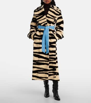 Zebra-print cotton velvet wrap coat | Nina Ricci