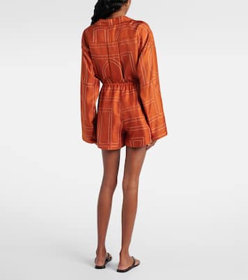 Pyjama-Shorts Monogram aus Seiden-Twill | Toteme
