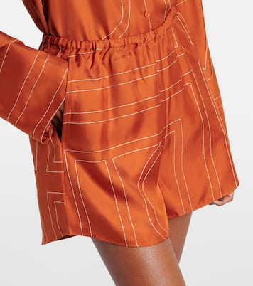 Pyjama-Shorts Monogram aus Seiden-Twill | Toteme