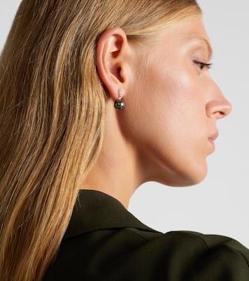 18kt white gold drop earrings with pearls and diamonds | Mikimoto