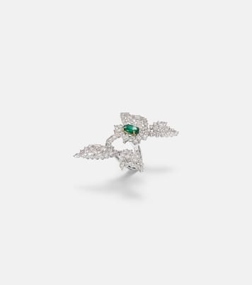 Reign Supreme 18kt white gold ring with emerald and diamonds | Yeprem