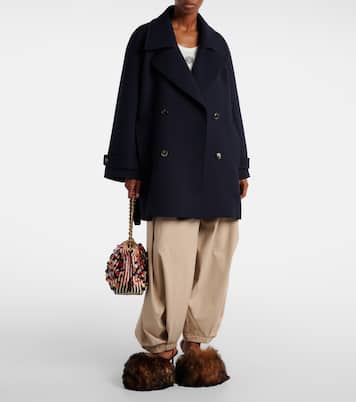 Belted double-breasted wool coat | Loewe