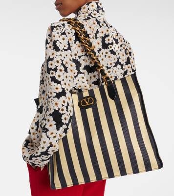 Laseine Large striped tote bag | Valentino Garavani