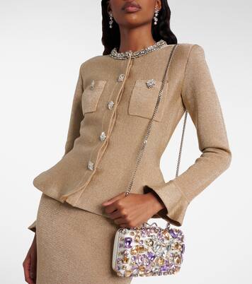 크리스털 임벨리시드 박스 클러치 | Self-Portrait