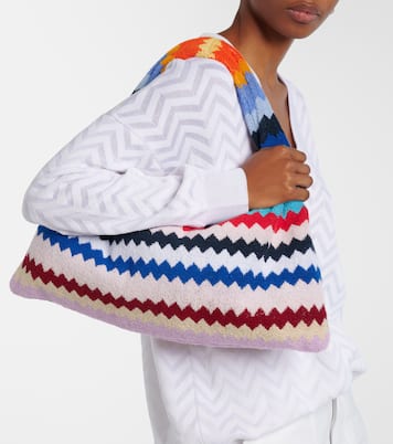 Zigzag cotton terry top-handle bag | Missoni