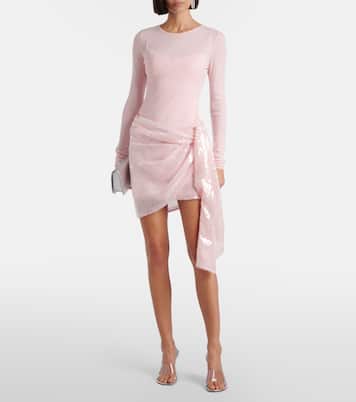 Minikleid aus Pointelle-Strick mit Pailletten | Area