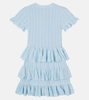 Floral-appliqué pointelle dress | Self-Portrait Kids