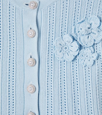 Floral-appliqué pointelle dress | Self-Portrait Kids