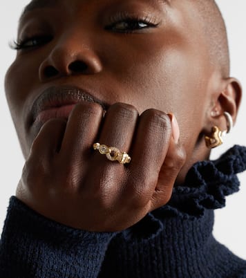 Serpentine 18kt gold (750/1000) ring with diamonds | Shay Jewelry