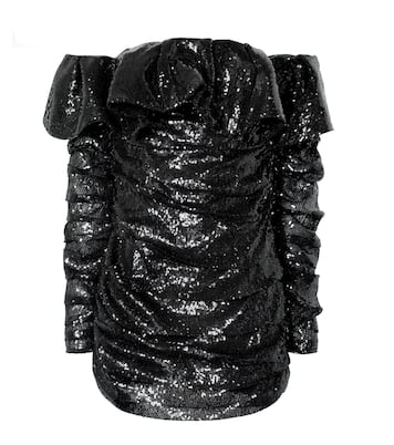 Robe à encolure bardot en tulle à sequins | The Attico