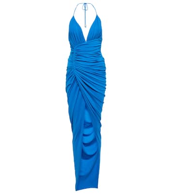 Vestido largo drapeado cuello halter | Alexandre Vauthier