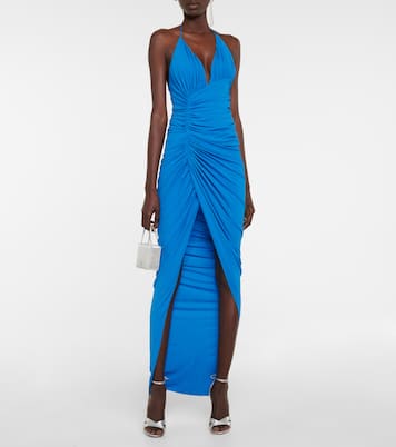 Vestido largo drapeado cuello halter | Alexandre Vauthier