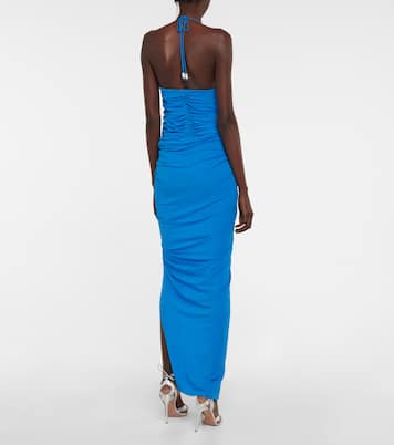 Vestido largo drapeado cuello halter | Alexandre Vauthier