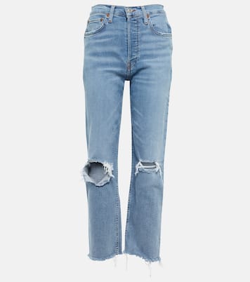 Jeans cropped de tiro alto desgastados | Re/Done