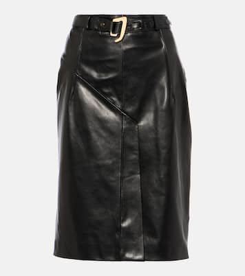 Falda midi de piel con cinturón | Tom Ford