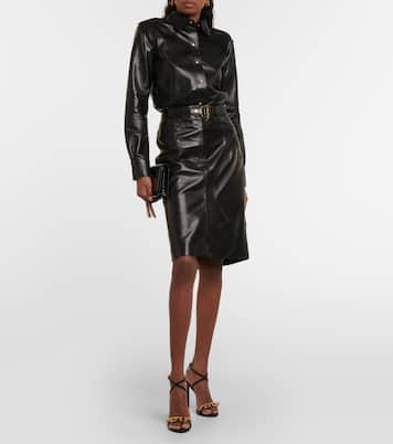 Falda midi de piel con cinturón | Tom Ford