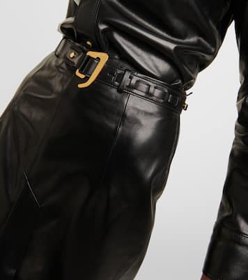Falda midi de piel con cinturón | Tom Ford