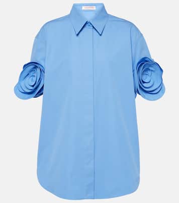 Camicia in cotone con applicazioni floreali | Valentino