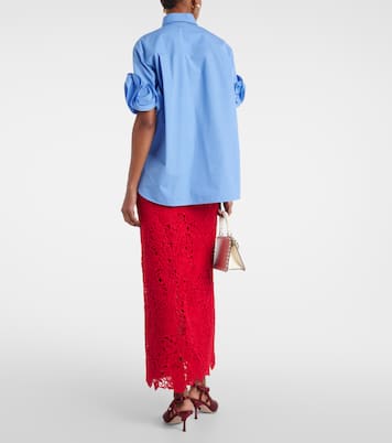 Camicia in cotone con applicazioni floreali | Valentino