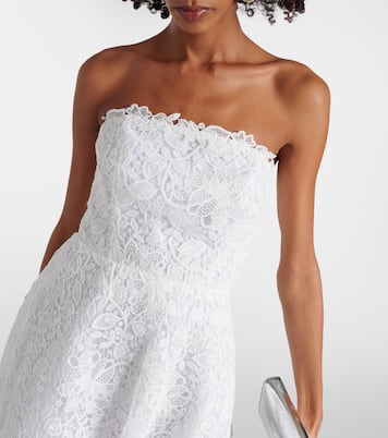 Robe midi bustier en dentelle à fleurs | Carolina Herrera