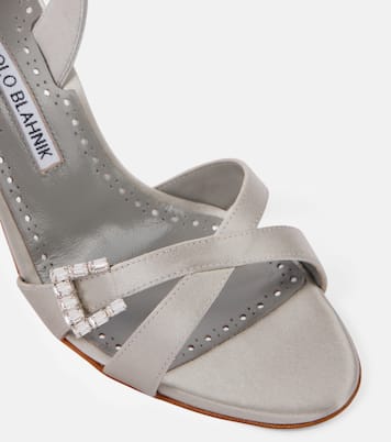 Ramisli embellished satin slingback sandals | Manolo Blahnik