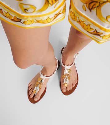 Embellished leather thong sandals | Dolce&Gabbana
