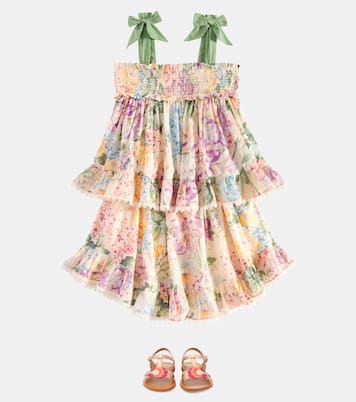 Halliday shirred floral cotton top | Zimmermann Kids