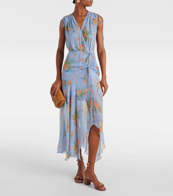 Vestido largo Dovima de seda floral | Veronica Beard