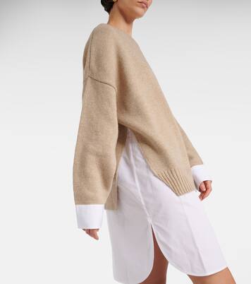 Pullover aus Schurwolle und Baumwollpopeline | Stella McCartney