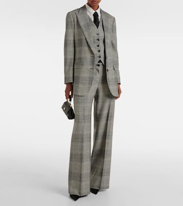 Prince of Wales check wool and cashmere flared pants | Dolce&Gabbana