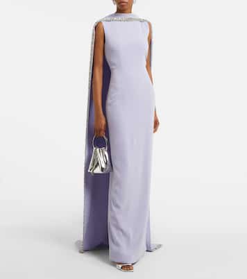 Abito lungo in crêpe di raso con cristalli | Roland Mouret
