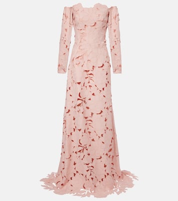 Kasia floral off-shoulder lace gown | Costarellos