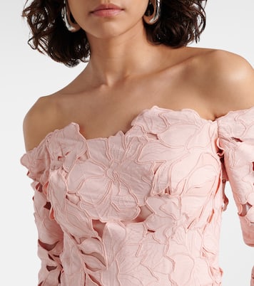 Kasia floral off-shoulder lace gown | Costarellos