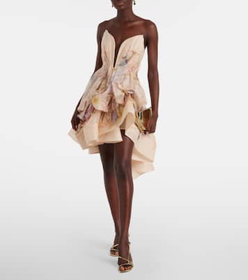 Abito corto Illuminate Draped in lino e seta | Zimmermann