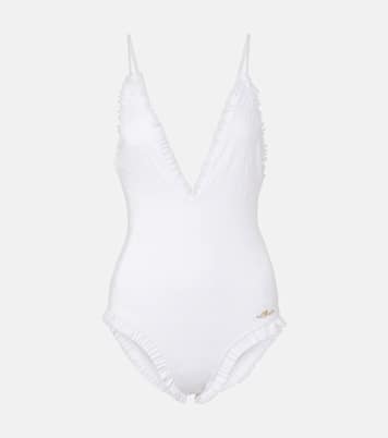 Embroidered ruffled swimsuit  | Chloé