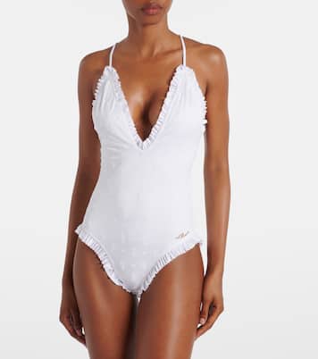Embroidered ruffled swimsuit  | Chloé
